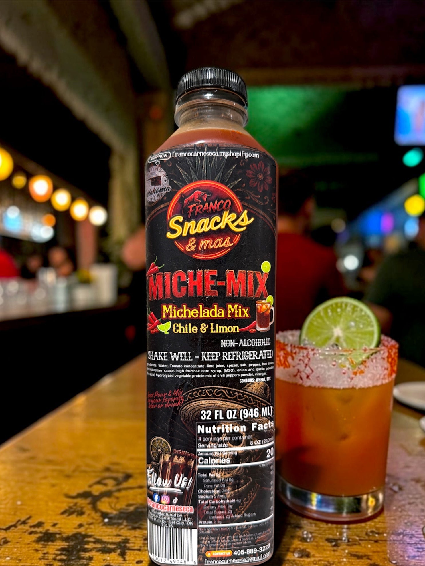 Miche-Mix Franco, Michelada mix Chile Limón flavor, 32 oz.