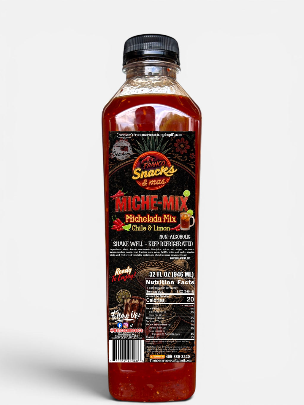 Miche-Mix Franco, Michelada mix Chile Limón flavor, 32 oz.