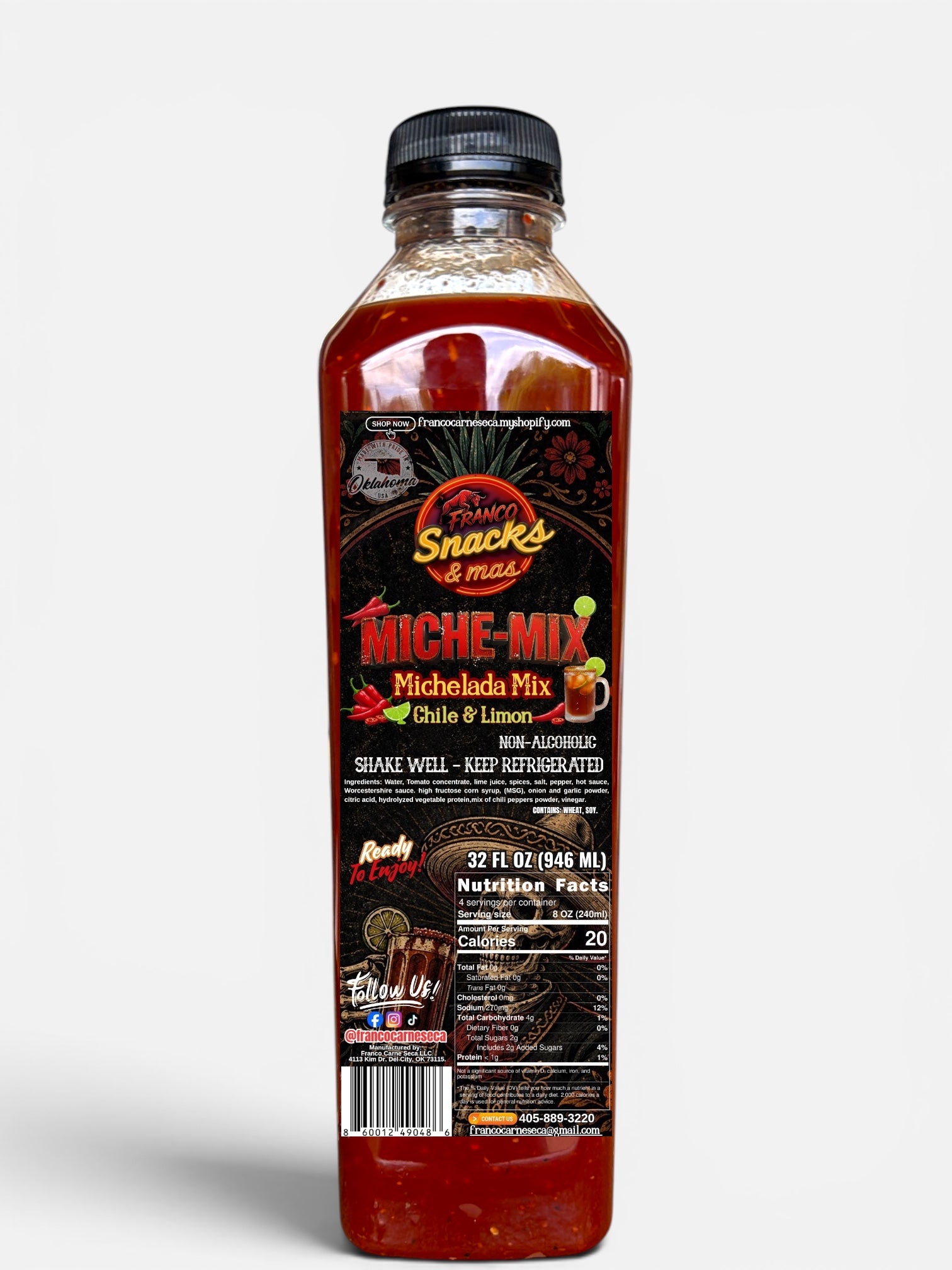 Miche-Mix Franco, Michelada mix Chile Limón flavor, 32 oz.