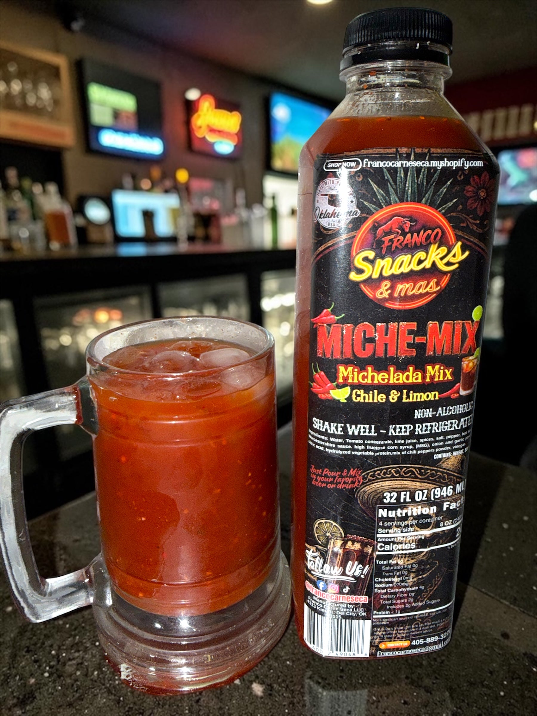 Miche-Mix Franco, Michelada mix Chile Limón flavor, 32 oz.