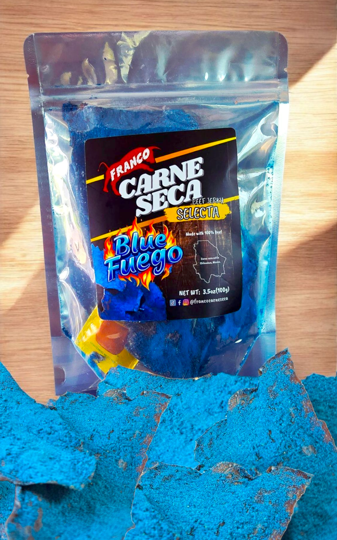 Blue Fuego Beef jerky Mexican style / Carne Seca blue fuego 3.5 oz